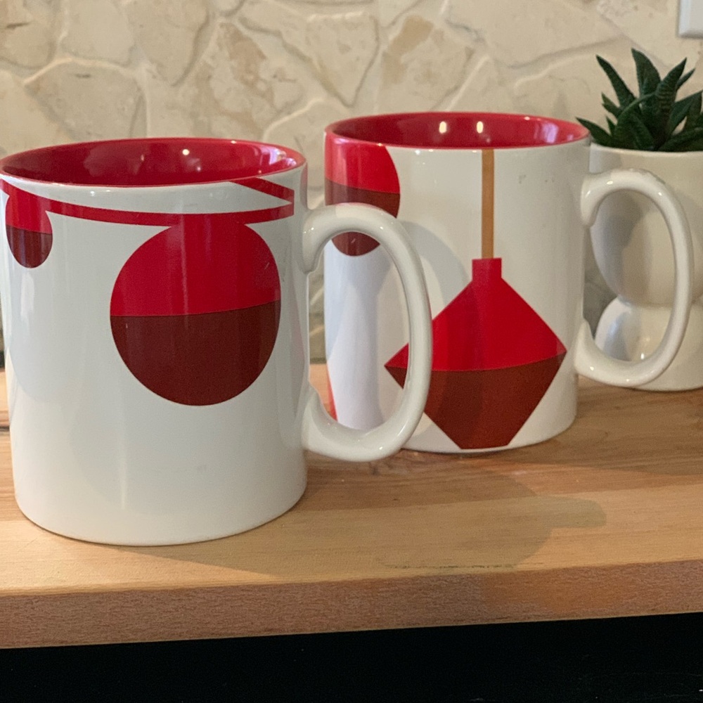 STARBUCKS | Set of 2 | 2012 Red Ornament Christmas Mugs